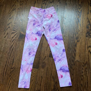 Girls Athletic Works Leggings Size L Pink Purple Marble Print